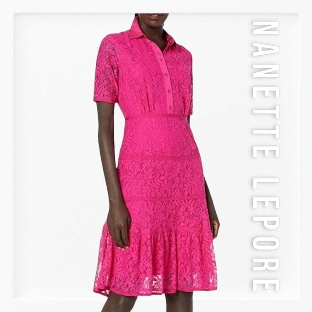 NWT Nanette Lepore Lace Collared Button Down Dress sz 8